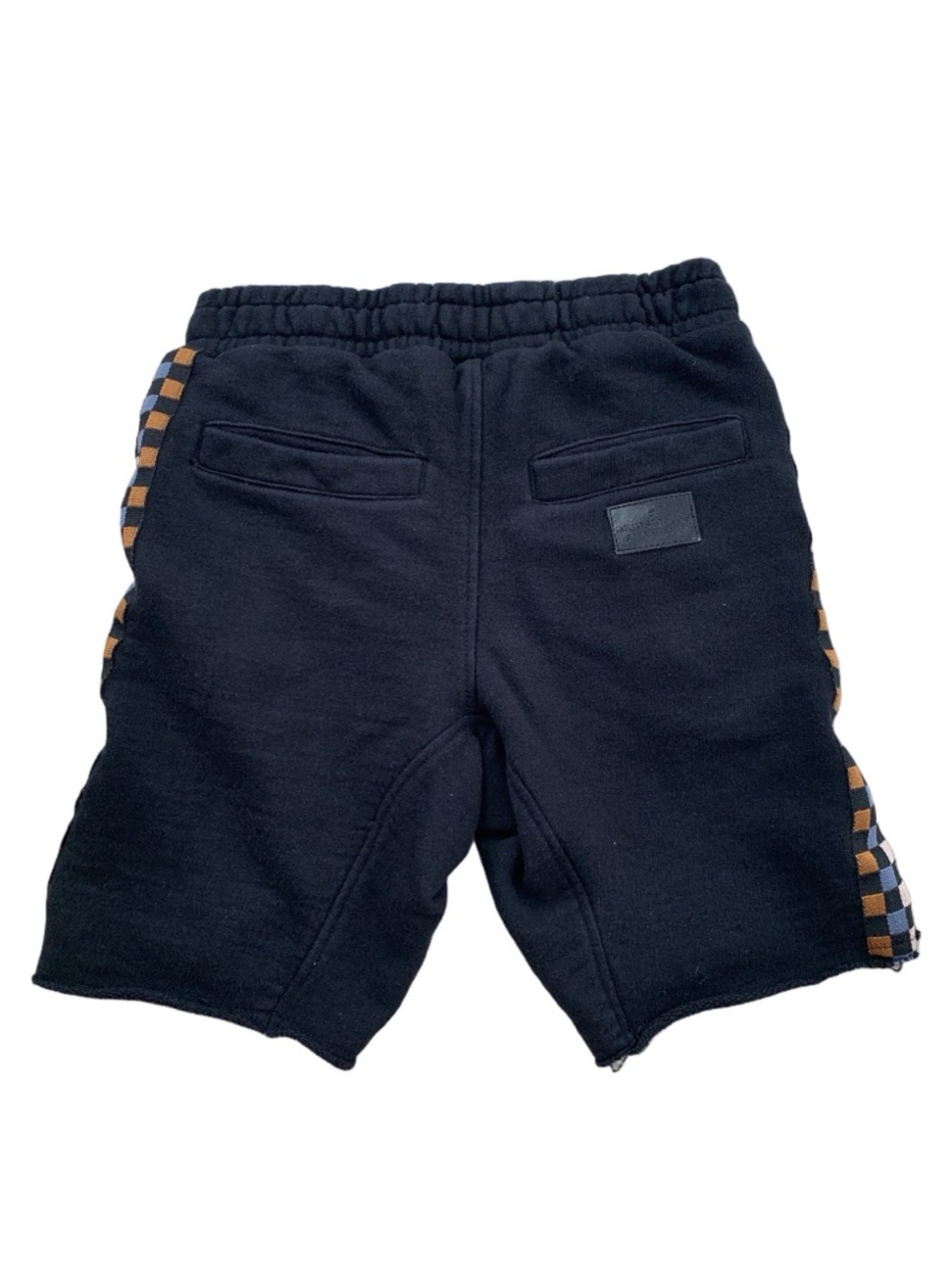Munster Kids Size 7 Black Side Check Pull On Raw Hem Sweat Shorts - Picture 2 of 6